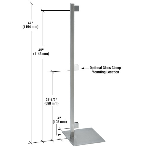 CRL FSP47ELPS Polished Stainless F-Post 47" - Left Hand