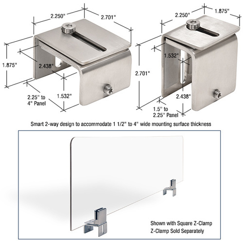 CRL PSCV1BS Adjustable Brushed Stainless U-Clamp