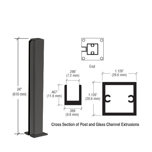 CRL D990BL24E Matte Black 24" End Design Series Partition Post