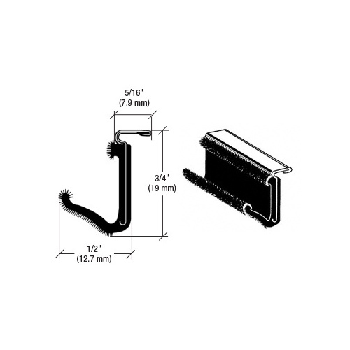 Rigid Flock Lining Rubber-Covered Weatherstrip 75001555-25 - 96" Length Stainless Steel