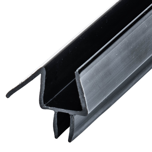 Black Co-Extruded Bottom Wipe with Drip Rail for 3/8" Glass -  23" Stock Length - pack of 10