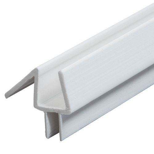 White Co-Extruded Bottom Wipe with Drip Rail for 3/8" Glass -  72" Stock Length - pack of 25