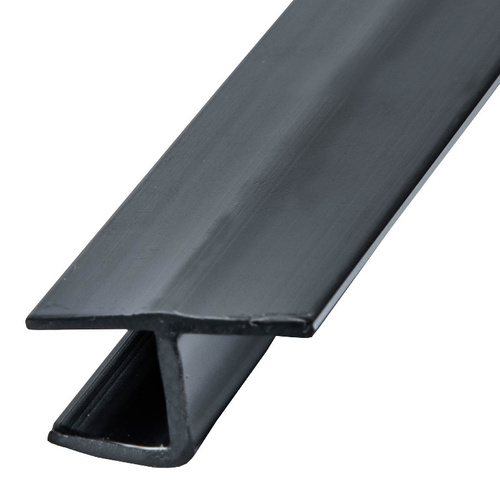 Black Polycarbonate H-Jamb 180 Degree for 3/8" Glass -  84" Length - pack of 50