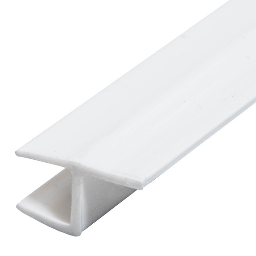 Polycarbonate H-Jamb 180 Degree for 1/2" Glass -  23" Stock Length White - pack of 5