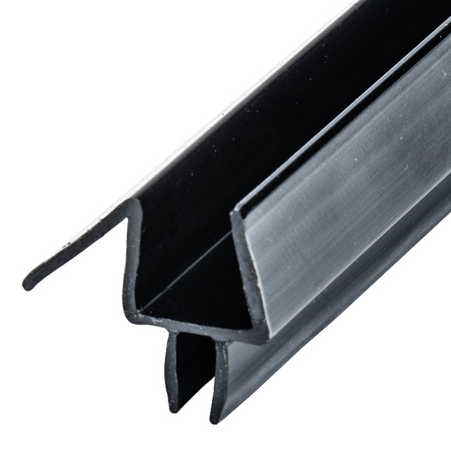 Black Co-Extruded Bottom Wipe with Drip Rail for 1/2" Glass -  12" Stock Length - pack of 25