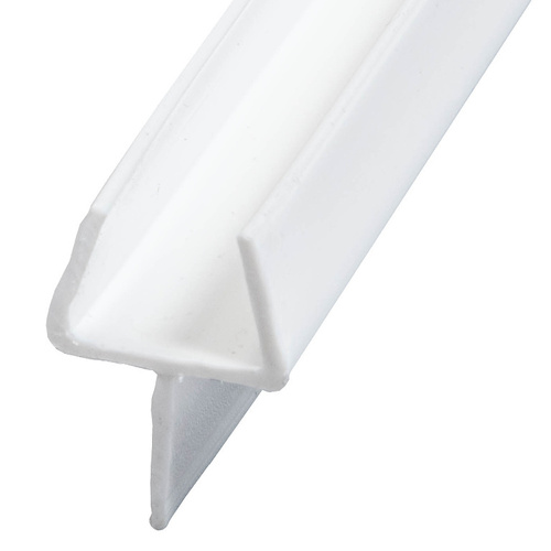 White One-Piece Bottom Rail with Clear Wipe for 1/2" Glass - 23" Stock Length