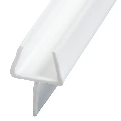 White One-Piece Bottom Rail with Clear Wipe for 1/2" Glass - 24" Stock Length