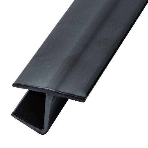 Black Polycarbonate H-Jamb 180 Degree for 1/2" Glass -  60" Length