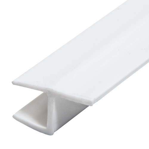 Polycarbonate H-Jamb 180 Degree for 3/8" Glass -  72" Stock Length White - pack of 10