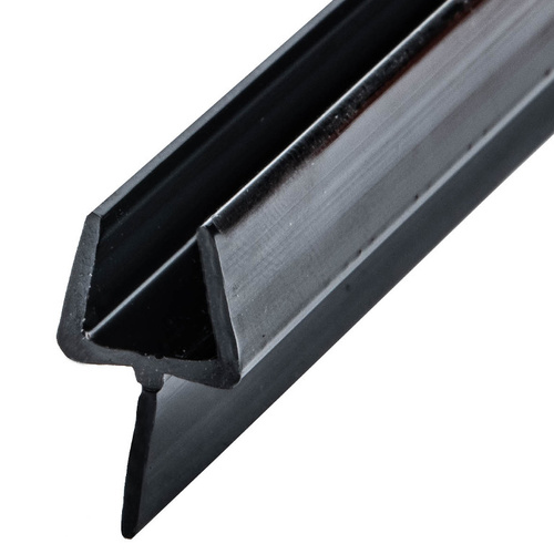 One-Piece Bottom Rail With Black Wipe for 1/2" Glass -  24" Stock Length - pack of 25