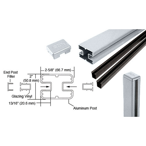 Mill AWS 2" x 2-5/8" Rectangular 180 Degree 48" Center Post Kit