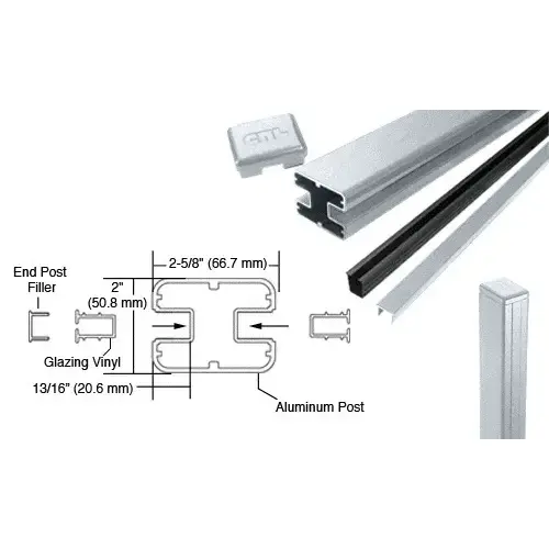 Mill AWS 2" x 2-5/8" Rectangular 180 Degree 48" End Post Kit