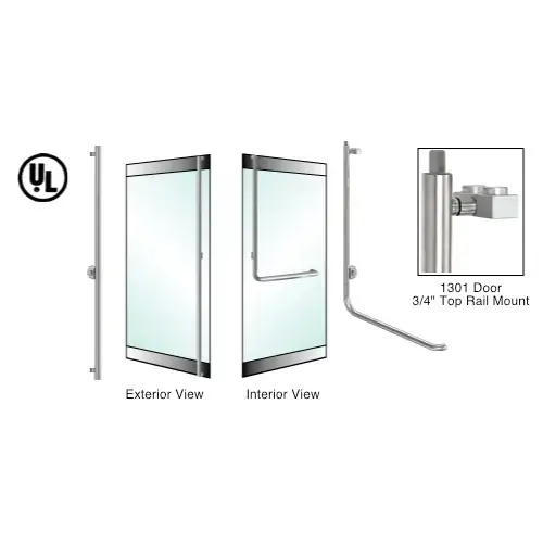 CRL Blumcraft 3D100F4FKBS Brushed Stainless Left Hand Reverse 1301 Door 3/4" Top Rail Mount Keyed Cylinder/Cylinder "F" Exterior Top Secured Deadbolt For 3/4" Glass