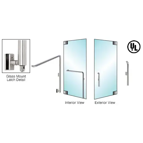 CRL Blumcraft PA110P3GPBS Brushed Stainless Right Hand Reverse Glass Mount Keyed Retainer Plate "P" Exterior Bottom Secured Panic Handle