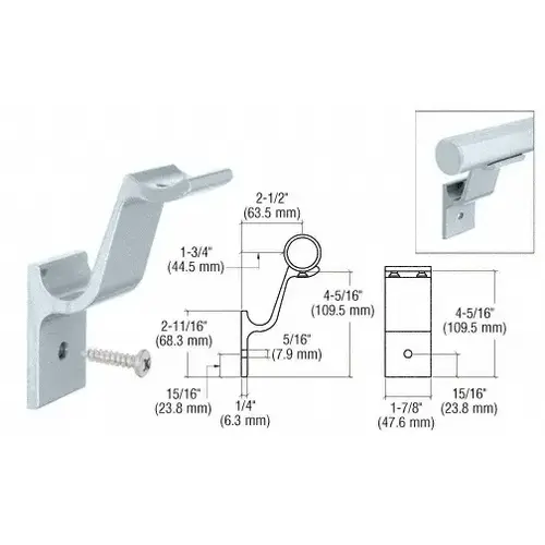 CRL ARHB1M Mill Quick Connect Aluminum Hand Rail Bracket for 1-1/2" Diameter Tubing