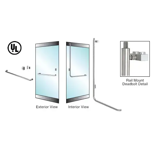 CRL Blumcraft 3D100A4R1BS Brushed Stainless Left Hand Reverse Rail Mount Keyed Cylinder/Thumbturn "A" Exterior Top Secured Deadbolt for 3/4" Glass