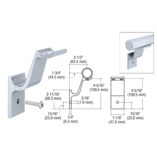 Clear Anodized Quick Connect Aluminum Hand Rail Bracket for 1-1/2" Diameter Tubing