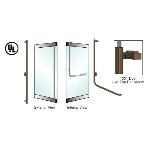 CRL Blumcraft 3D100F4FK0RB Oil Rubbed Bronze Left Hand Reverse 1301 Door 3/4" Top Rail Mount Keyed Cylinder/Cylinder "F" Exterior Top Secured Deadbolt For 3/4" Glass