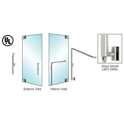 CRL Blumcraft PA110P4GPBS Brushed Stainless Left Hand Reverse Glass Mount Keyed Retainer Plate "P" Exterior Bottom Secured Panic Handle