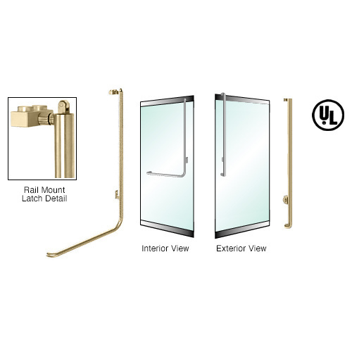 Satin Brass Right Hand Reverse Low Profile Mount Keyed Access "J" Exterior Top Secured Panic Handle