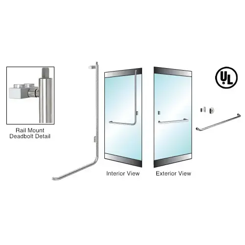 CRL Blumcraft 3D100A3R1BS Brushed Stainless Right Hand Reverse Rail Mount Keyed Cylinder/Thumbturn "A" Exterior Top Secured Deadbolt for 3/4" Glass