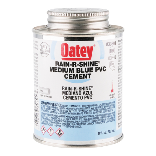 Oatey 308913 Solvent Cement, 8 oz Can, Liquid, Blue