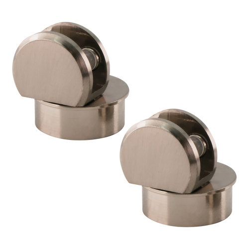 Brushed Nickel Beretta Crescent Glass Door Hinge Pair