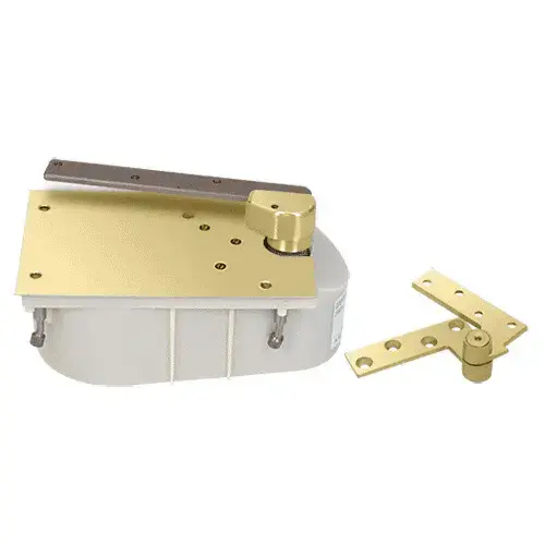 Polished Brass 27 Series Left Hand 3/4" Offset 90 degree Selective Hold Open Floor Mounted Closer - Complete Package
