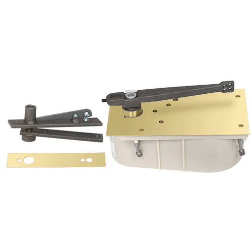 Polished Brass 28 Series Center-Hung Right Hand 105 degree Selective Hold Open Floor Mounted Closer - Complete Package