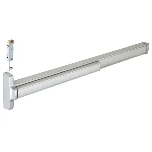 48" Aluminum Finish Model 2085 Concealed Vertical Rod Panic Exit Device Dual Point Latching with Top Latch and Bottom Hex Bolt Left Hand Reverse Bevel