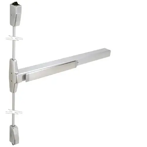 Surface Mounted Vertical Rod Panic Exit Device with Smooth Case Satin Chrome Finish 36" x 84" Exit Only