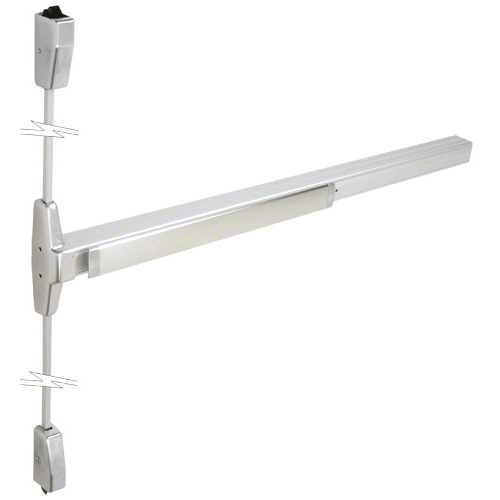 Surface Mounted Vertical Rod Panic Exit Device with Grooved Case Satin Chrome Finish 48" x 84" Exit Only