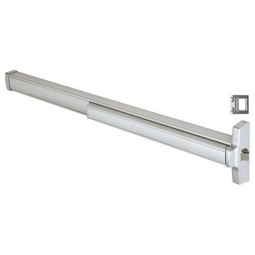 48" Model 2095 Grade 1 Rim Latch Panic Exit Device Right Hand Reverse Bevel 'S' Strike Fits 32" to 48" Wide Door Satin Aluminum Finish