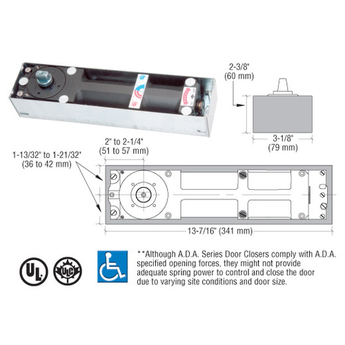 kaba Model BTS80 8.5 Lb. Floor Mounted Door Closer Body in Cement Case