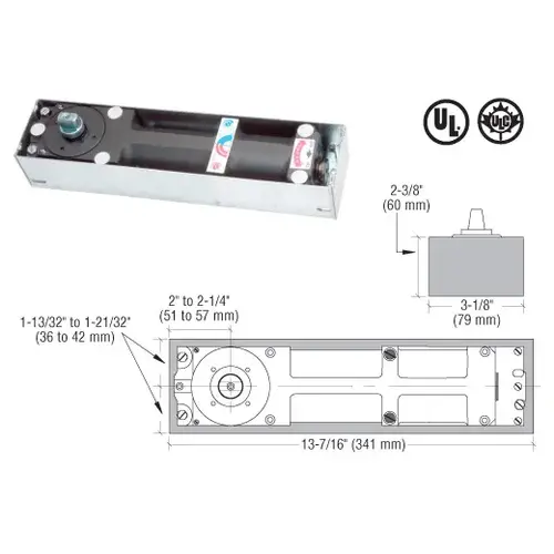 kaba Model BTS80 Size 2 (EN4) Floor Mounted Door Closer Body in Cement Case