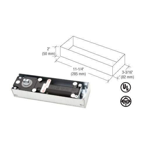 kaba Model BTS75V Adjustable Spring Power Size 1 to 4, 90 degree Hold Open Floor Mounted Door Closer Body in Cement Case