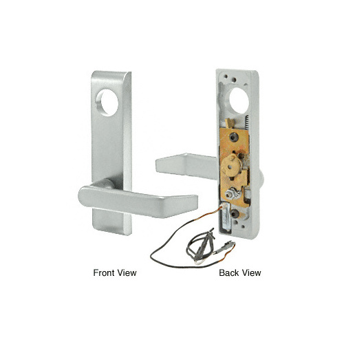 Electric Outside Lever Trim with Flat Style Lever Satin Aluminum Finish 24 Volt DC