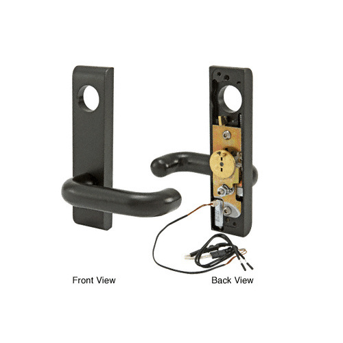 Electric Outside Lever Trim for 2" Thick Doors with Round Style Lever Dark Bronze Finish 24 Volt DC