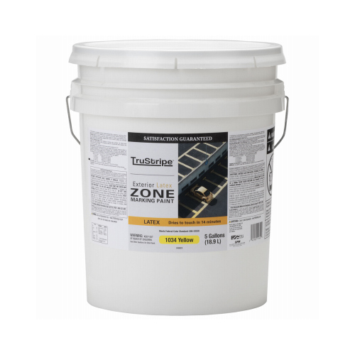 TRUE VALUE MFG COMPANY 10345G Zone Marking Paint, Flat Latex, Yellow, 5 Gallons