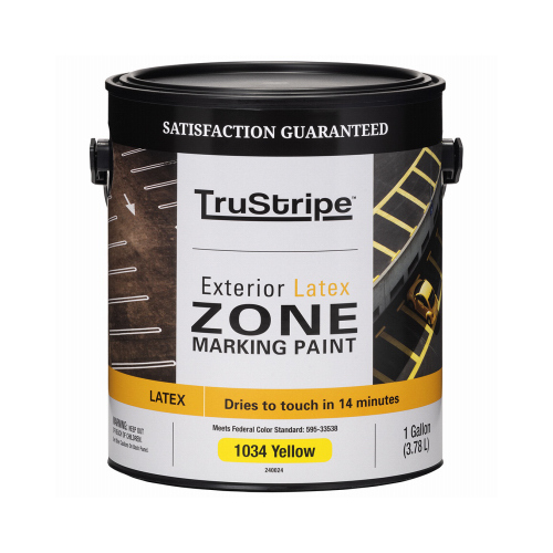 TRUE VALUE MFG COMPANY 1034GL Zone Marking Paint, Flat Latex, Yellow, Gallon