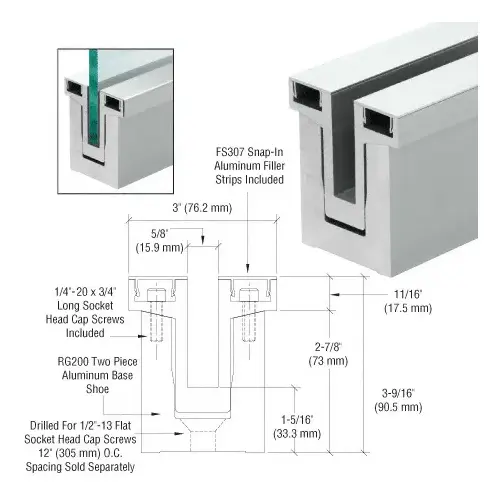 RG200 Series Satin Anodized Two Piece Base Shoe