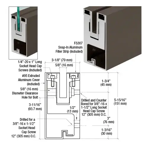 Dark Bronze Anodized RG450 Series Two Piece Fascia Mount Base Shoe