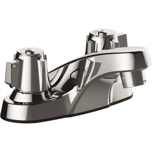 4 in. Centerset Double-Handle Bathroom Faucet in Chrome, drilled for Pop-Up
