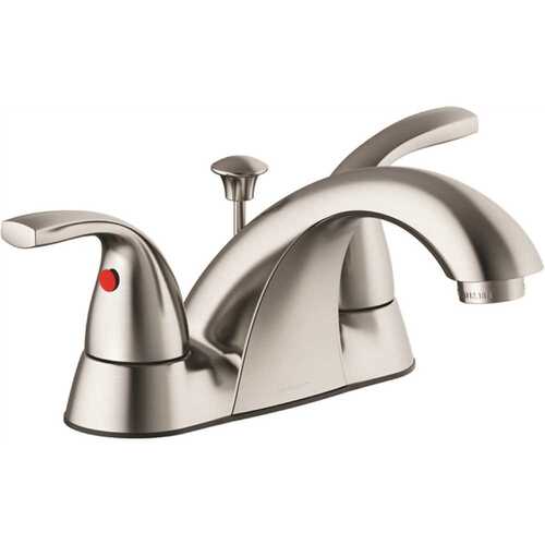 Seasons Anchor Point 4 in. Centerset Double-Handle Bathroom Faucet in Brushed Nickel with Quick Install Pop Up