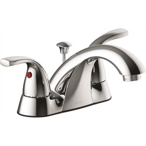 Anchor Point 4 in. Centerset Double-Handle Bathroom Faucet in Chrome with Quick Install Pop-Up