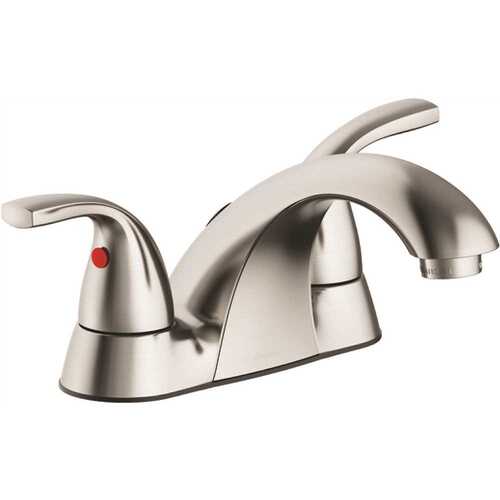 Seasons Anchor Point 4 in. Centerset Double-Handle Bathroom Faucet in Brushed Nickel, Drilled For Pop Up