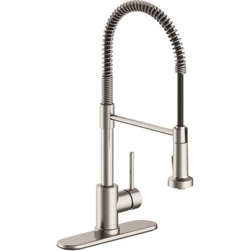 Westwind Single-Handle Spring Neck Kitchen Faucet in Stainless Steel