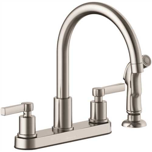 Xiamen Lota International Co., Ltd. 67237W-1108D2 Westwind Double-Handle Kitchen Faucet with Side Sprayer in Stainless Steel