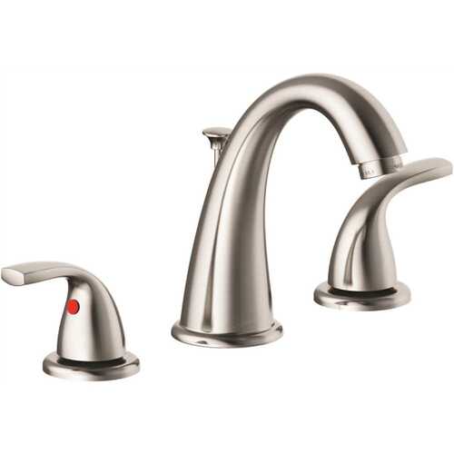 Raleigh 8 in. Widespread Double-Handle High-Arc Bathroom Faucet in Brushed Nickel with Quick Install Pop-Up