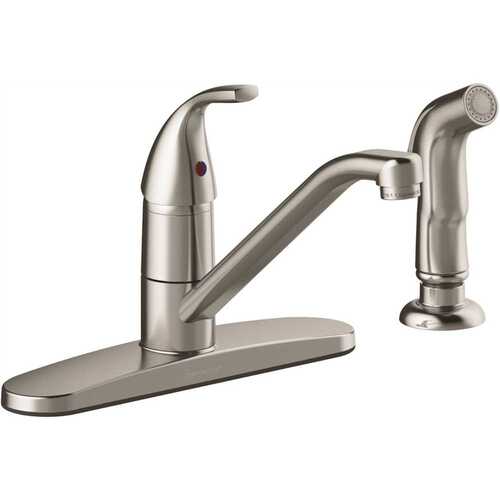 Xiamen Lota International Co., Ltd. 67221W-1008D2 Anchor Point Single-Handle Standard Kitchen Faucet with Side Spray in Stainless Steel